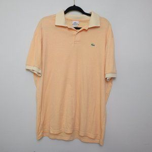 Lacoste orange golf short sleeve polo with checkered pattern, men's size 8 (3xl)